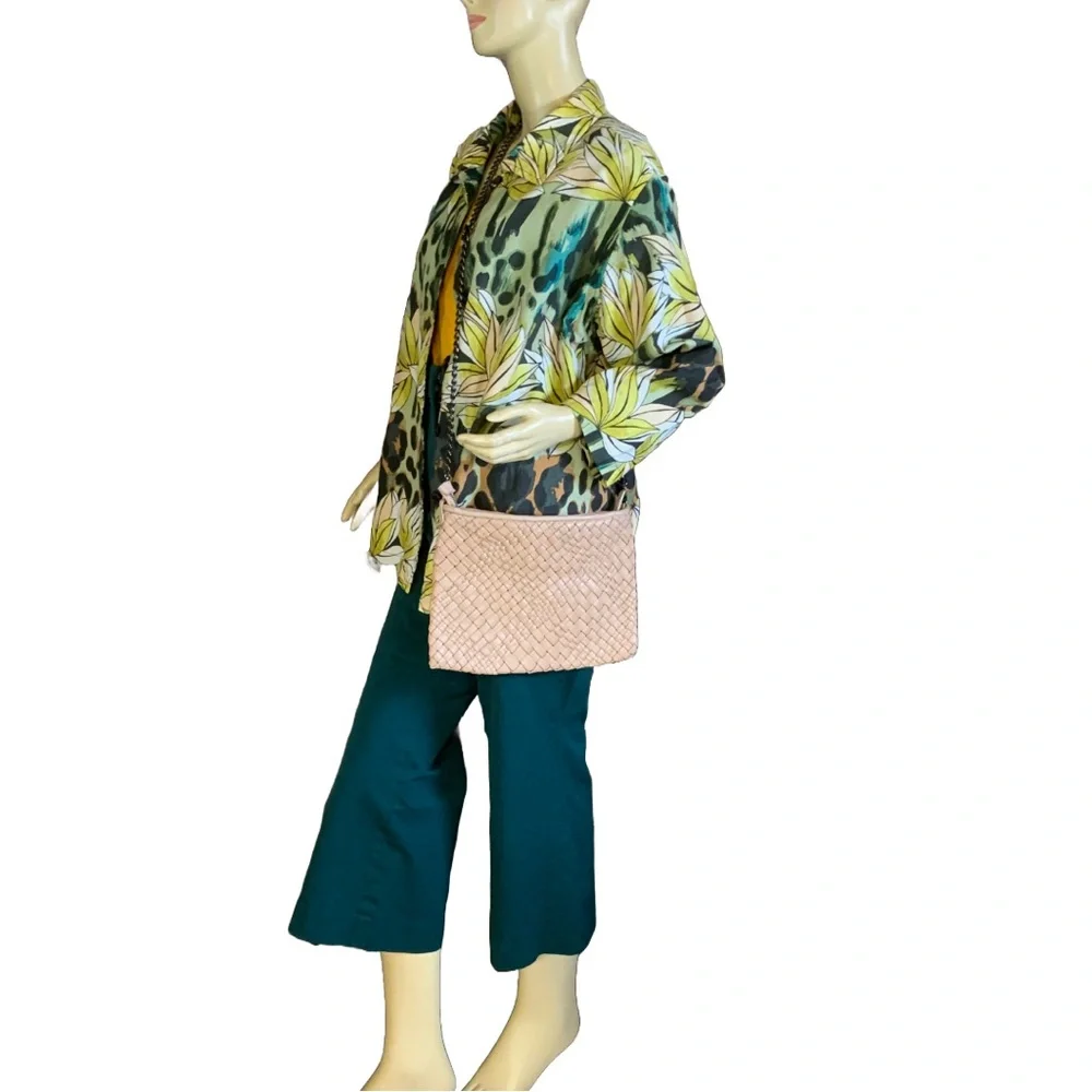 FALOR WOVEN NATURAL TAUPE LEATHER DETACHABLE CROSSBODY 